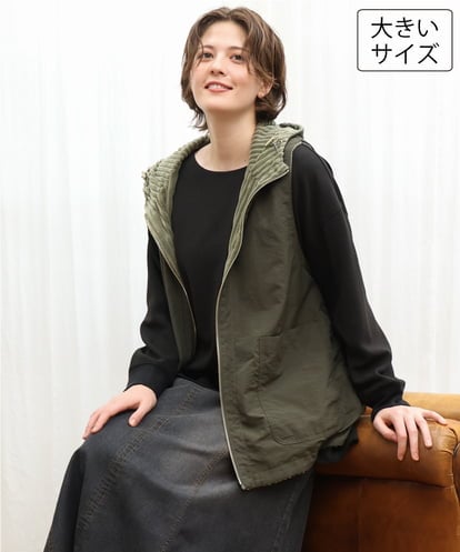 OLJKD01139 eur3 【大きいサイズ】リバーシブルベスト