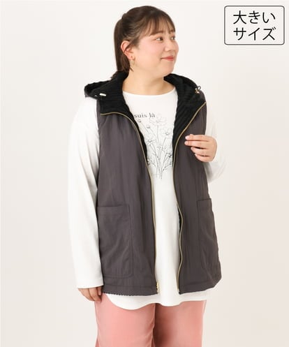 OLJKD01139 eur3 【大きいサイズ】リバーシブルベスト
