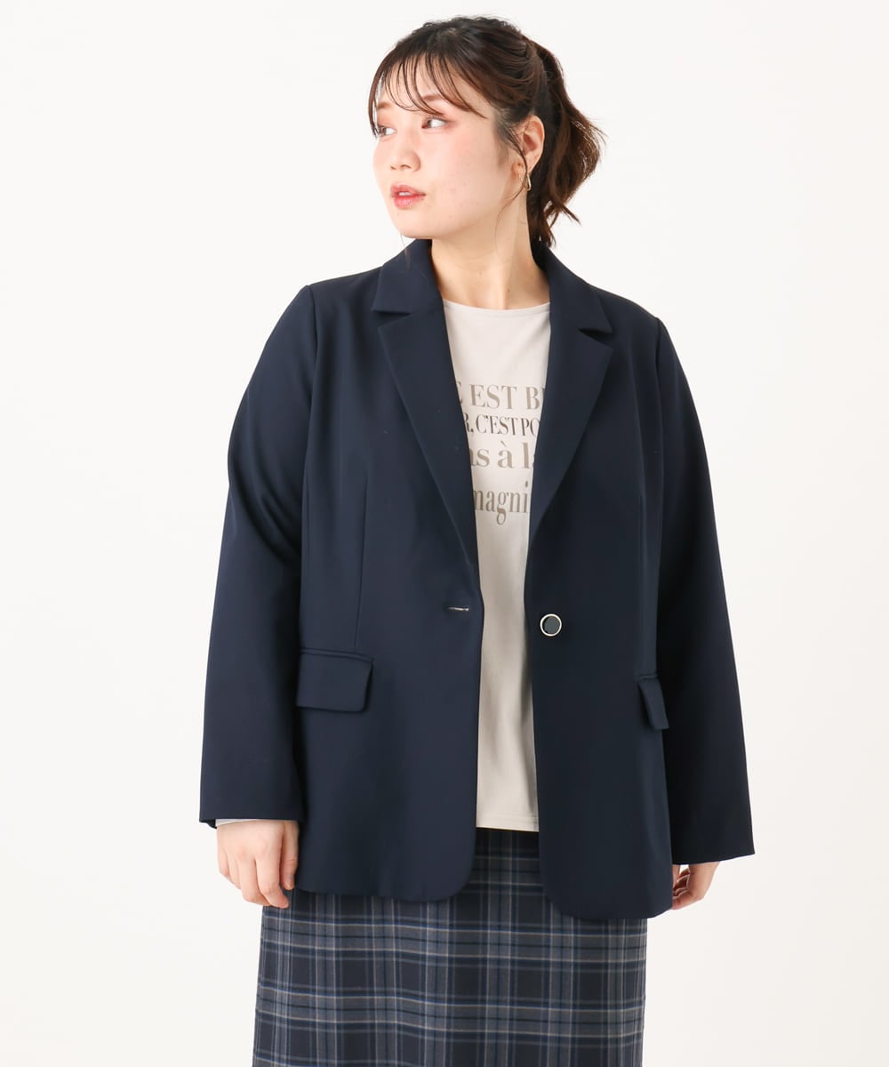 OLJLA08169 eur3(エウルキューブ) 【大きいサイズ】テーラードジャケット ネイビー(57)