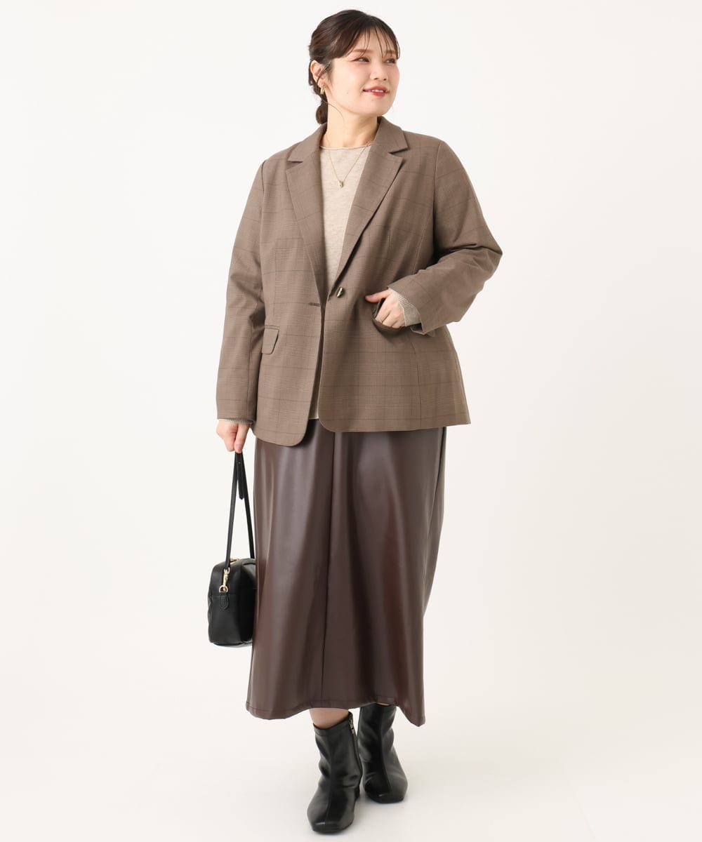 OLJLA08169 eur3(エウルキューブ) 【大きいサイズ】テーラードジャケット モカ(84)
