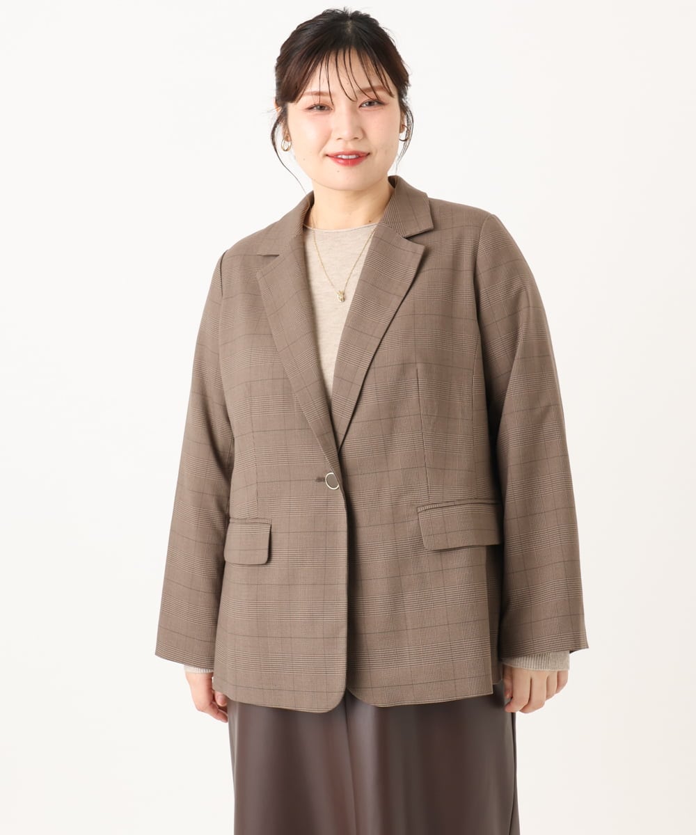 OLJLA08169 eur3(エウルキューブ) 【大きいサイズ】テーラードジャケット モカ(84)