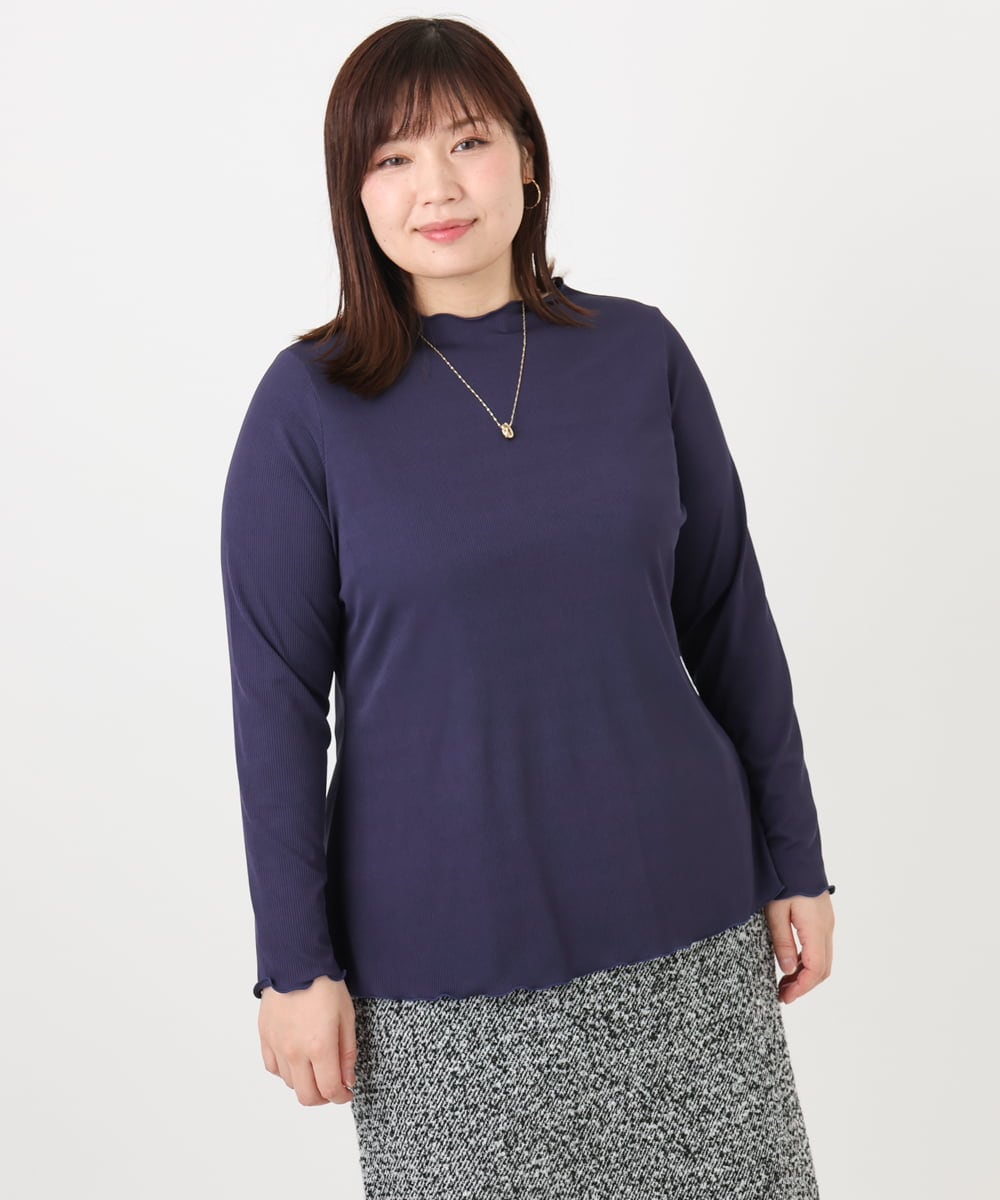 OLKAD20059 eur3(エウルキューブ) 【大きいサイズ】メローリブカットソー ネイビー(57)