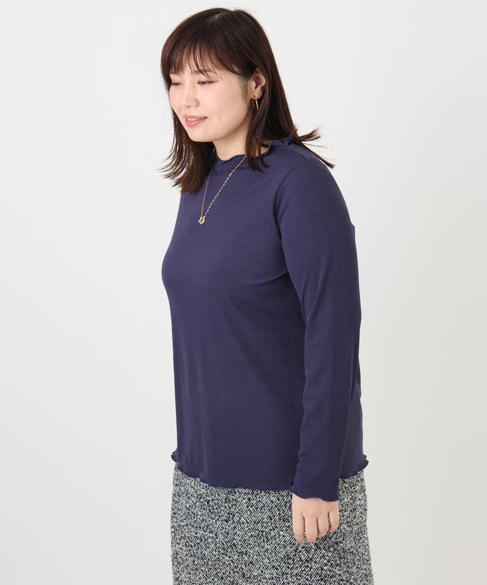 OLKAD20059 eur3(エウルキューブ) 【大きいサイズ】メローリブカットソー ネイビー(57)
