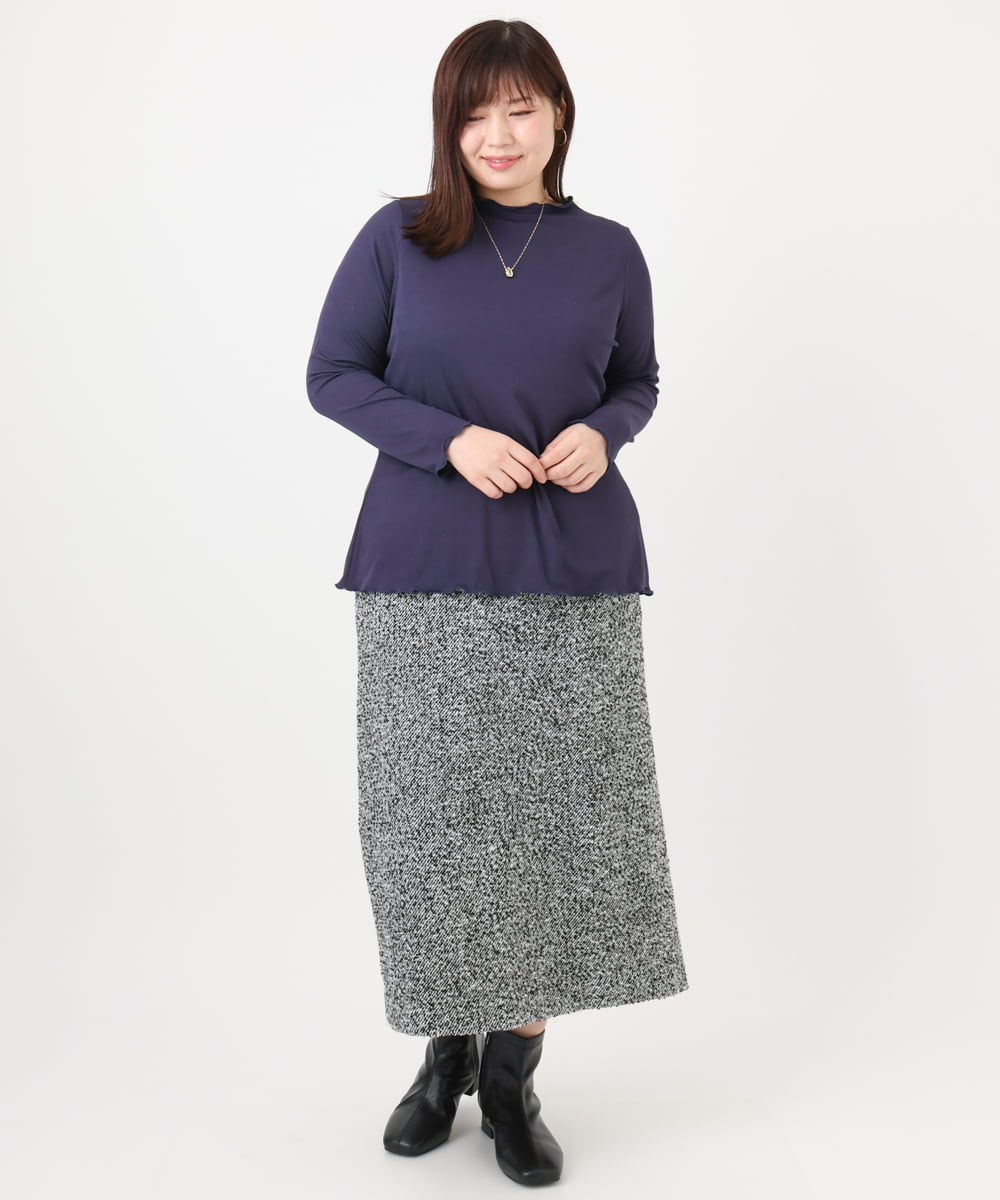 OLKAD20059 eur3(エウルキューブ) 【大きいサイズ】メローリブカットソー ネイビー(57)