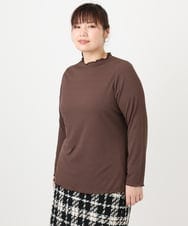 OLKAD20059 eur3(エウルキューブ) 【大きいサイズ】メローリブカットソー ダークブラウン(87)