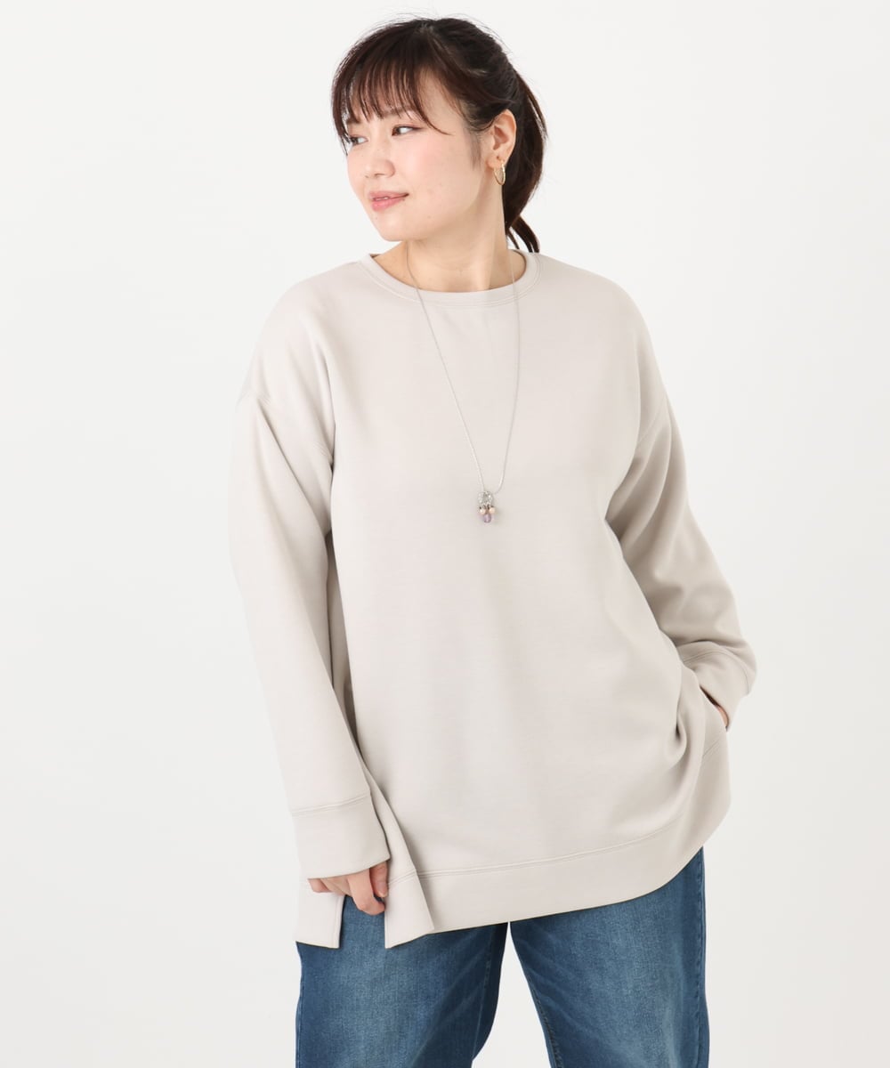 OLKAD25069 eur3(エウルキューブ) 【大きいサイズ】もちもちジャージープルオーバー グレージュ(89)
