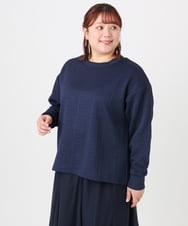OLKAD27089 eur3(エウルキューブ) 【大きいサイズ】フクレジャカードトップス ネイビー(57)