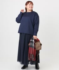 OLKAD27089 eur3(エウルキューブ) 【大きいサイズ】フクレジャカードトップス ネイビー(57)