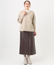 OLKAD27089 eur3(エウルキューブ) 【大きいサイズ】フクレジャカードトップス ベージュ(82)