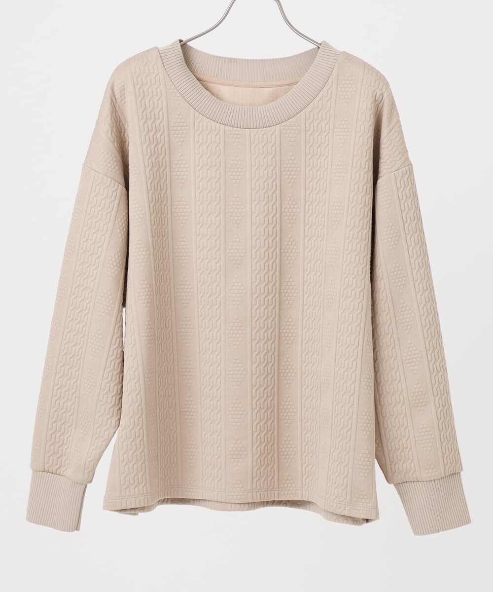 OLKAD27089 eur3(エウルキューブ) 【大きいサイズ】フクレジャカードトップス ベージュ(82)