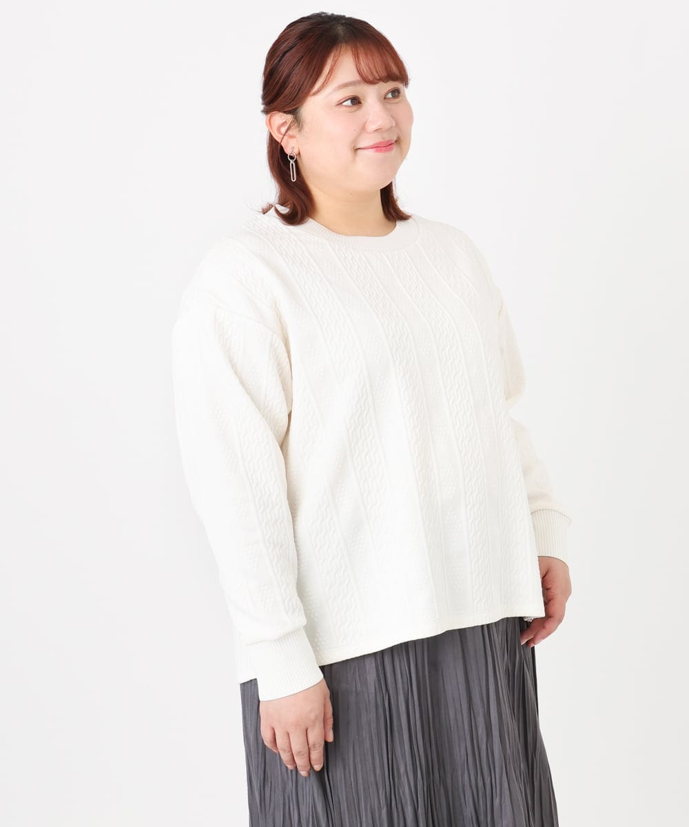 OLKAD27089 eur3(エウルキューブ) 【大きいサイズ】フクレジャカードトップス ホワイト(90)