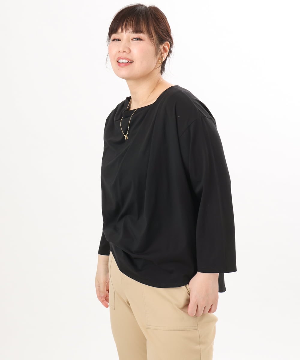 OLKED09069 eur3(エウルキューブ) 【大きいサイズ】ドレープネックトップス ブラック