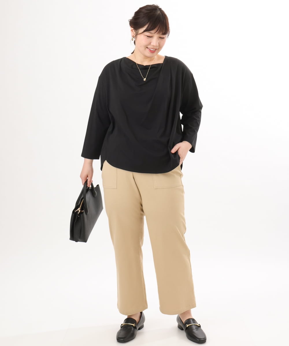 OLKED09069 eur3(エウルキューブ) 【大きいサイズ】ドレープネックトップス ブラック