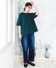 OLKFD12039 eur3(エウルキューブ) 【大きいサイズ/接触冷感/UVカット】ドロップショルダーコットンTシャツ ライトグリーン/WEB限定カラー
