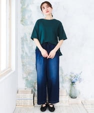 OLKFD12039 eur3(エウルキューブ) 【大きいサイズ/接触冷感/UVカット】ドロップショルダーコットンTシャツ ライトグリーン/WEB限定カラー