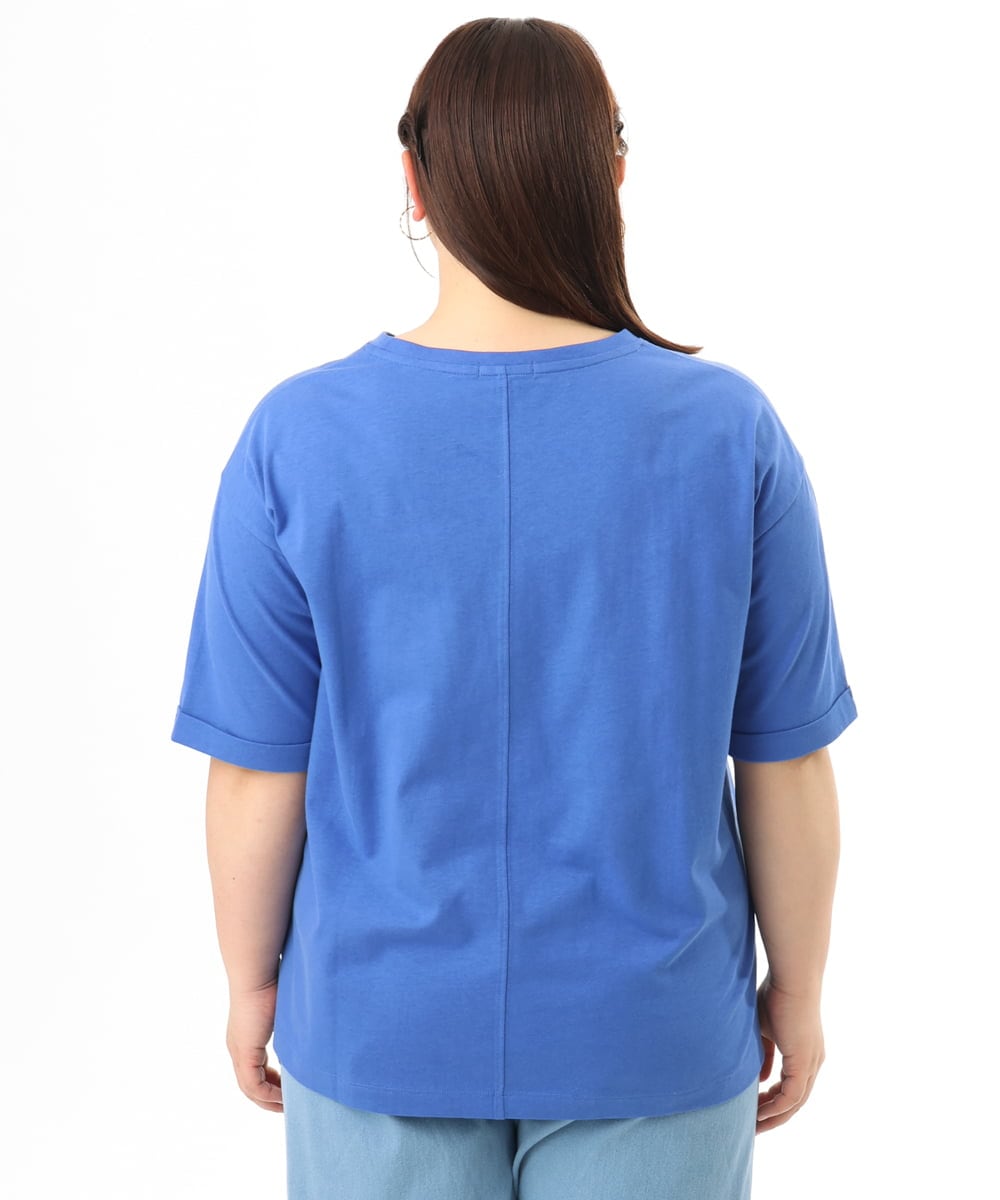 OLKFD12039 eur3(エウルキューブ) 【大きいサイズ/接触冷感/UVカット】ドロップショルダーコットンTシャツ ブルー