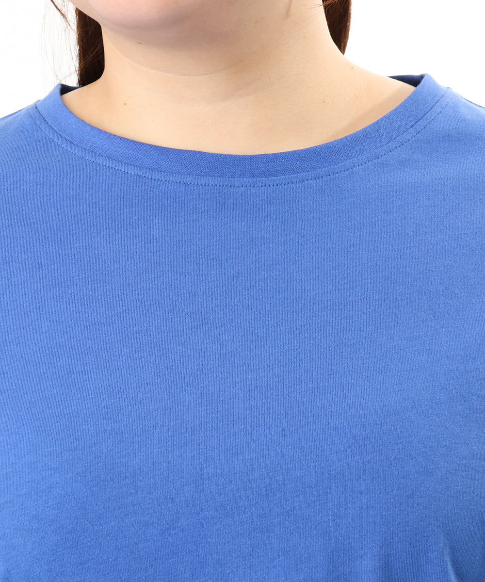 OLKFD12039 eur3(エウルキューブ) 【大きいサイズ/接触冷感/UVカット】ドロップショルダーコットンTシャツ ブルー