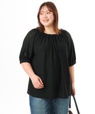 OLKFD20089 eur3(エウルキューブ) 【大きいサイズ】アイレットジャージートップス ブラック