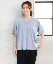 OLKFD23089 eur3(エウルキューブ) 【大きいサイズ】シア―スリーブカットソー ライトブルー