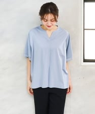 OLKFD23089 eur3(エウルキューブ) 【大きいサイズ】シア―スリーブカットソー ライトブルー