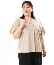 OLKFD23089 eur3(エウルキューブ) 【大きいサイズ】シア―スリーブカットソー グレージュ