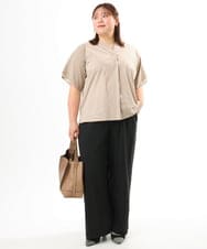 OLKFD23089 eur3(エウルキューブ) 【大きいサイズ】シア―スリーブカットソー グレージュ