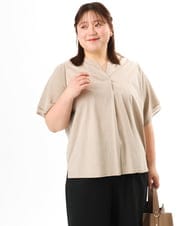 OLKFD23089 eur3(エウルキューブ) 【大きいサイズ】シア―スリーブカットソー グレージュ