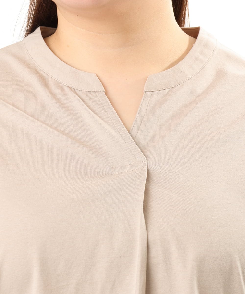 OLKFD23089 eur3(エウルキューブ) 【大きいサイズ】シア―スリーブカットソー グレージュ
