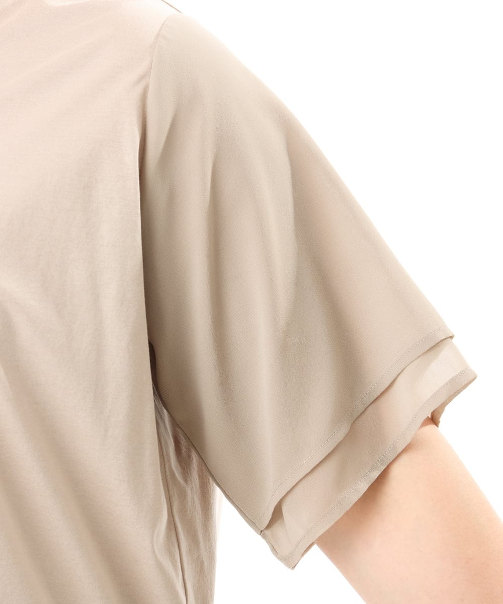 OLKFD23089 eur3(エウルキューブ) 【大きいサイズ】シア―スリーブカットソー グレージュ