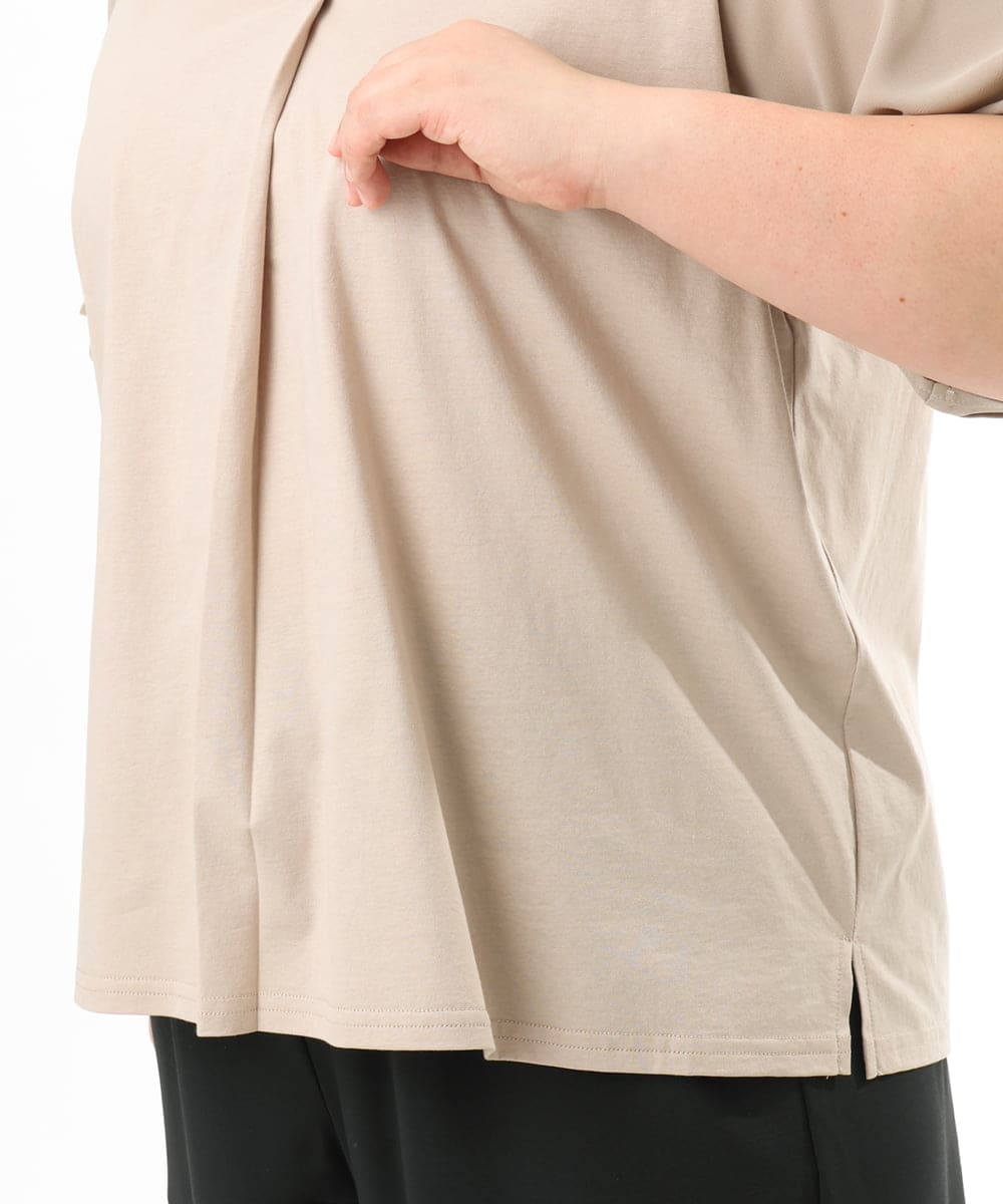 OLKFD23089 eur3(エウルキューブ) 【大きいサイズ】シア―スリーブカットソー グレージュ