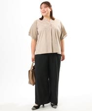 OLKFD23089 eur3(エウルキューブ) 【大きいサイズ】シア―スリーブカットソー グレージュ