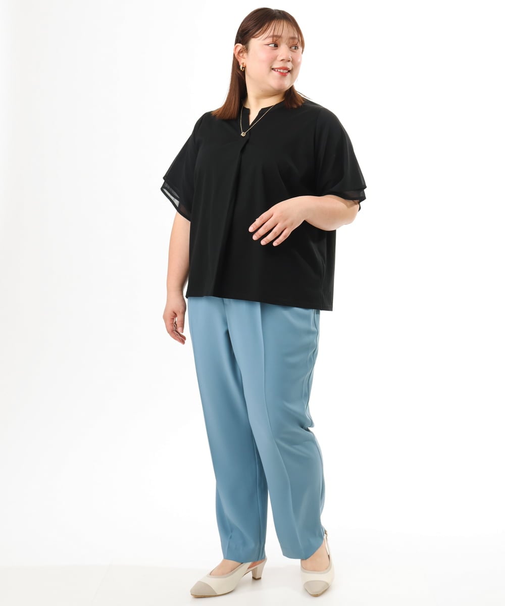 OLKFD23089 eur3(エウルキューブ) 【大きいサイズ】シア―スリーブカットソー ブラック