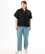 OLKFD23089 eur3(エウルキューブ) 【大きいサイズ】シア―スリーブカットソー ブラック