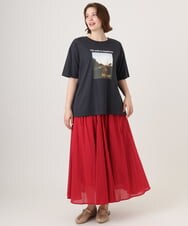 OLKFD24069 eur3(エウルキューブ) 【大きいサイズ/機能素材】フォトプリントTシャツ ダークグレー