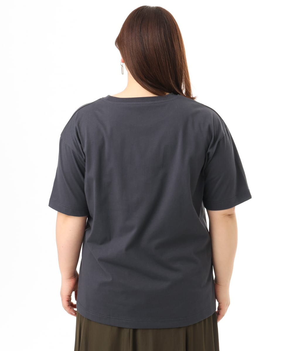 OLKFD24069 eur3(エウルキューブ) 【大きいサイズ/機能素材】フォトプリントTシャツ ダークグレー