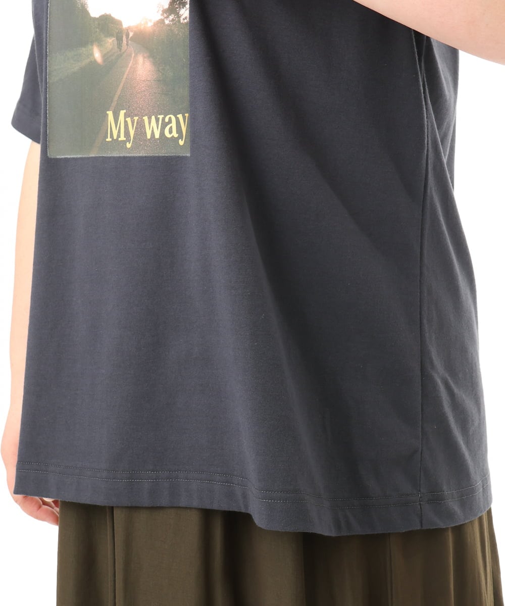 OLKFD24069 eur3(エウルキューブ) 【大きいサイズ/機能素材】フォトプリントTシャツ ダークグレー