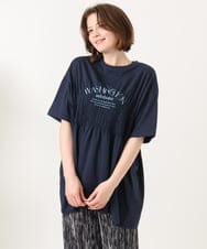 OLKFD25069 eur3(エウルキューブ) 【大きいサイズ/機能素材】シャーリングロゴTシャツ ネイビー