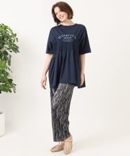 OLKFD25069 eur3(エウルキューブ) 【大きいサイズ/機能素材】シャーリングロゴTシャツ ネイビー