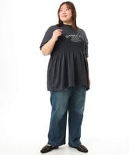 OLKFD25069 eur3(エウルキューブ) 【大きいサイズ/機能素材】シャーリングロゴTシャツ ダークグレー