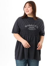 OLKFD25069 eur3(エウルキューブ) 【大きいサイズ/機能素材】シャーリングロゴTシャツ ダークグレー