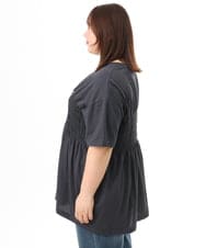 OLKFD25069 eur3(エウルキューブ) 【大きいサイズ/機能素材】シャーリングロゴTシャツ ダークグレー