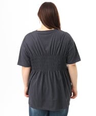 OLKFD25069 eur3(エウルキューブ) 【大きいサイズ/機能素材】シャーリングロゴTシャツ ダークグレー