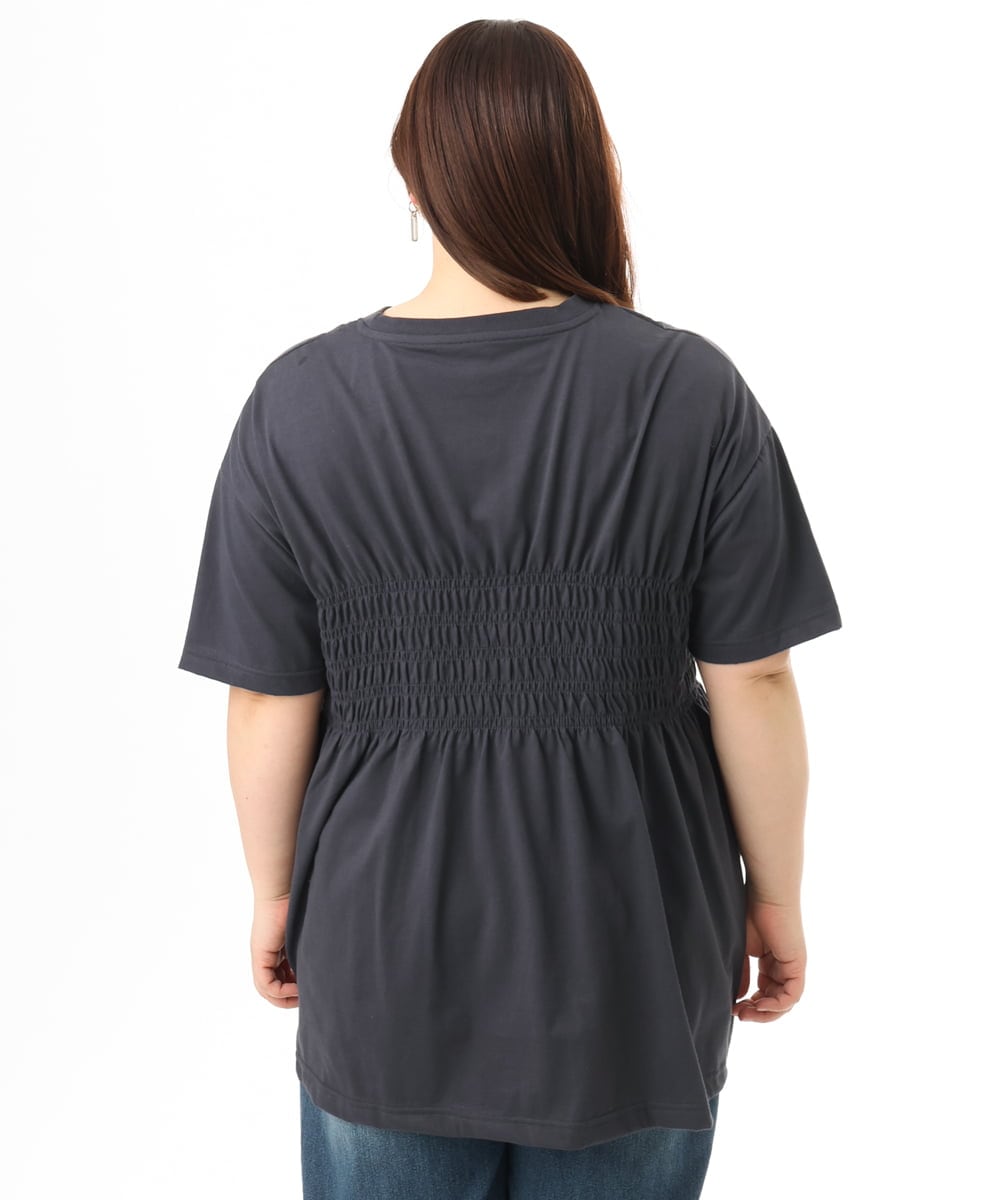 OLKFD25069 eur3(エウルキューブ) 【大きいサイズ/機能素材】シャーリングロゴTシャツ ダークグレー