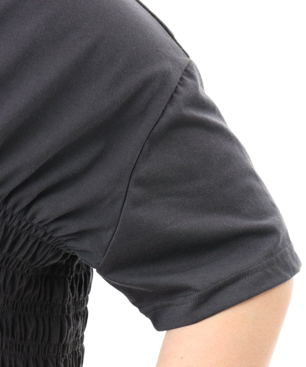 OLKFD25069 eur3(エウルキューブ) 【大きいサイズ/機能素材】シャーリングロゴTシャツ ダークグレー