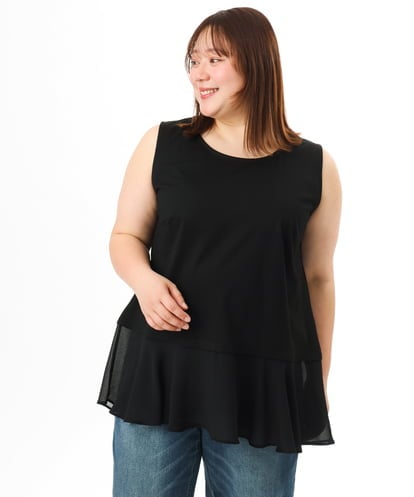 OLKFD40049 eur3 【大きいサイズ】裾シフォンタンクトップ