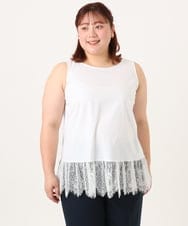 OLKFD45069 eur3(エウルキューブ) 【大きいサイズ】レースヘムタンクトップ ホワイト
