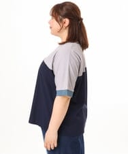 OLKGD29069 eur3(エウルキューブ) 【大きいサイズ/接触冷感】カラーブロッキングトップス ネイビー