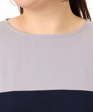 OLKGD29069 eur3(エウルキューブ) 【大きいサイズ/接触冷感】カラーブロッキングトップス ネイビー