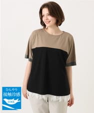 OLKGD29069 eur3(エウルキューブ) 【大きいサイズ/接触冷感】カラーブロッキングトップス ブラック