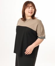 OLKGD29069 eur3(エウルキューブ) 【大きいサイズ/接触冷感】カラーブロッキングトップス ブラック